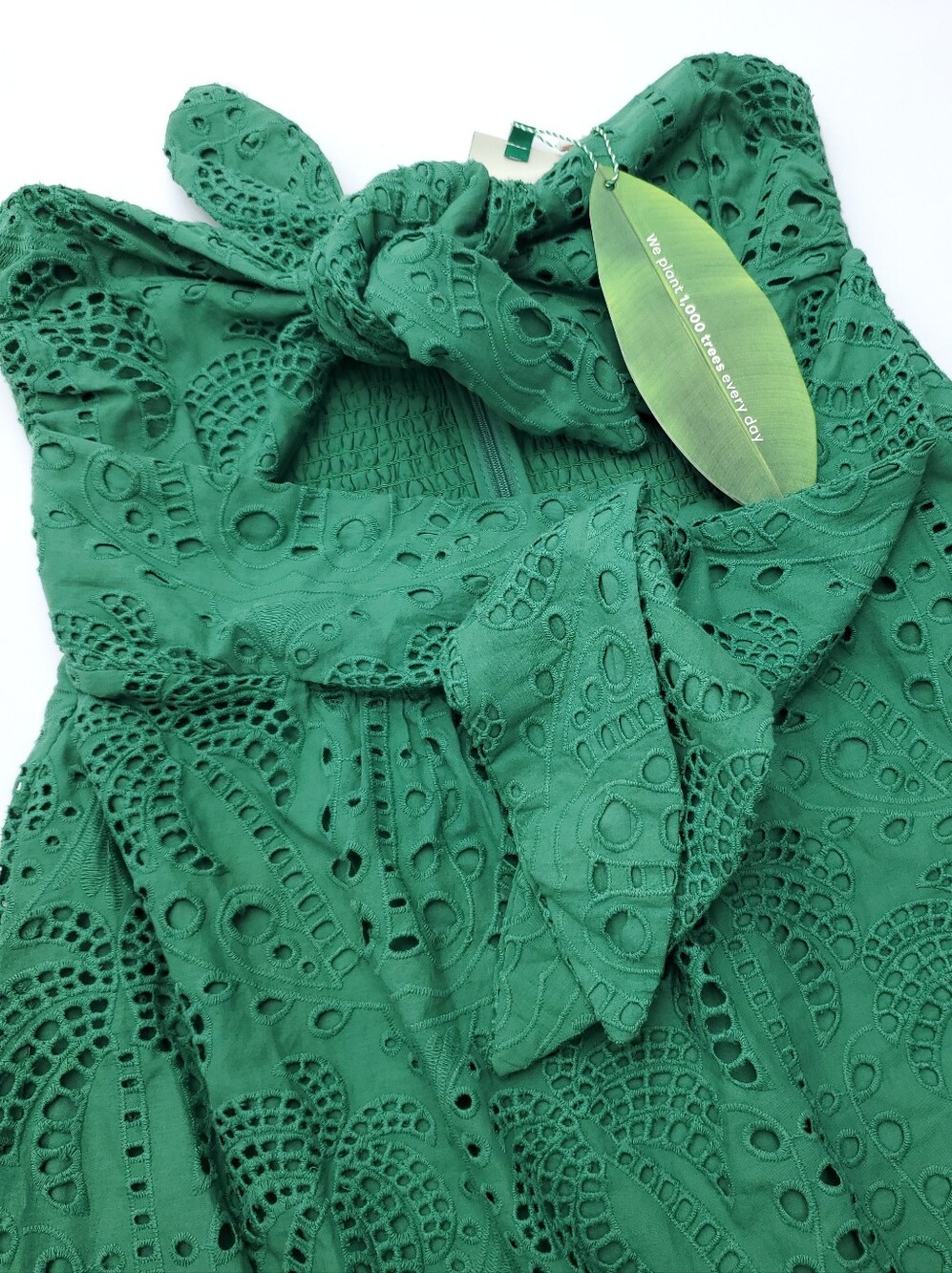 NEW FARM RIO Green Coconut Tree Richelieu Midi Dress Cotton Summer Resortwear L - Picture 8 of 15